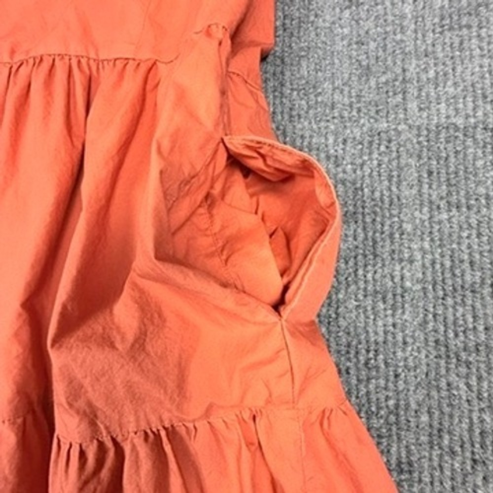 Who What Wear Womens XL Coral Orange Tiered Cotton Flutter Sleeve Midi Dress - Picture 13 of 15